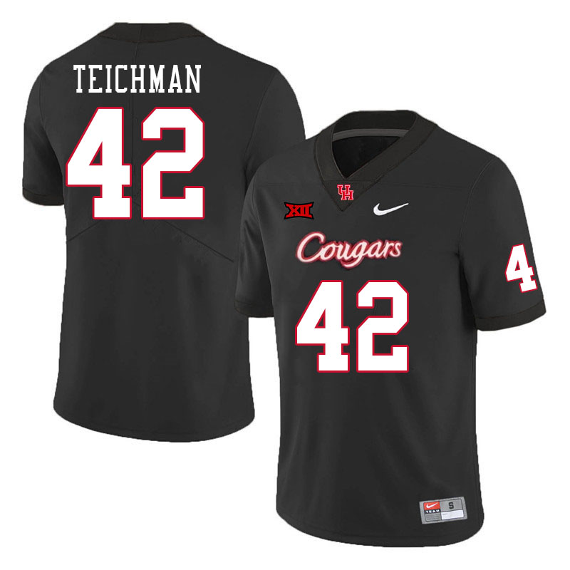 Men #42 Hunter Teichman Houston Cougars College Football Jerseys Stitched Sale-Black